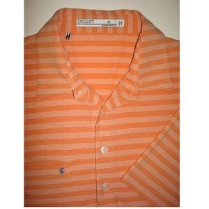 CRIQUET Light Orange & White Striped Polo Shirt